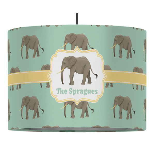 Custom Elephant 16" Drum Pendant Lamp - Fabric (Personalized)