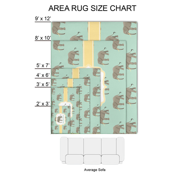 Elephant 2'x3' Indoor Area Rugs - Size Chart