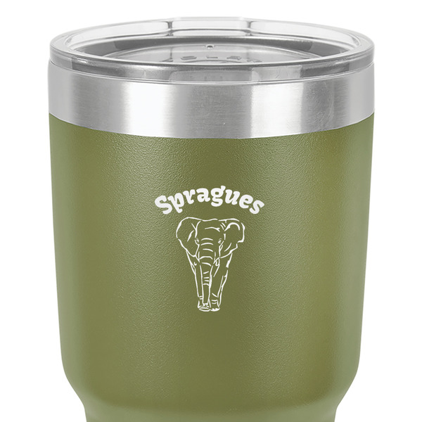 Elephant 30 oz Stainless Steel Ringneck Tumbler - Olive - Close Up
