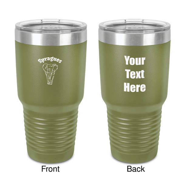 Custom Elephant 30 oz Stainless Steel Tumbler - Olive - Double-Sided (Personalized)
