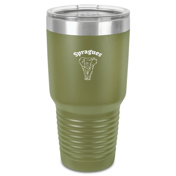 Custom Elephant 30 oz Stainless Steel Tumbler - Olive - Single-Sided (Personalized)