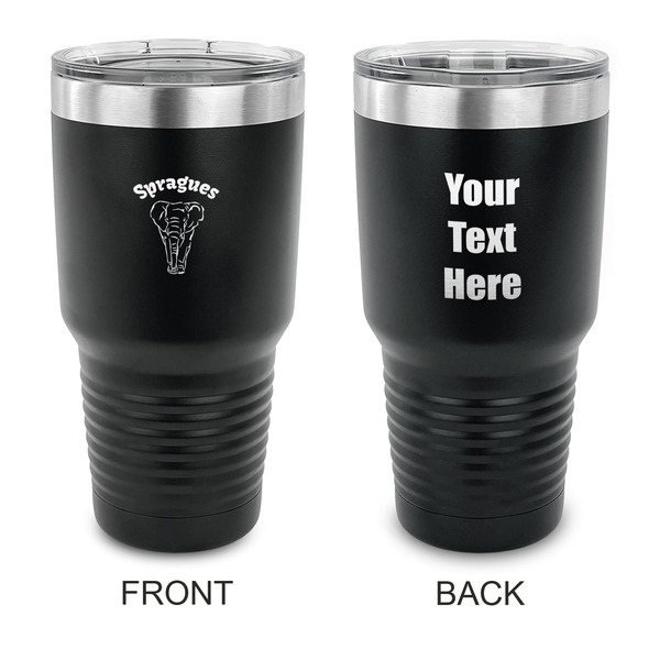 Custom Elephant 30 oz Stainless Steel Tumbler - Black - Double Sided (Personalized)