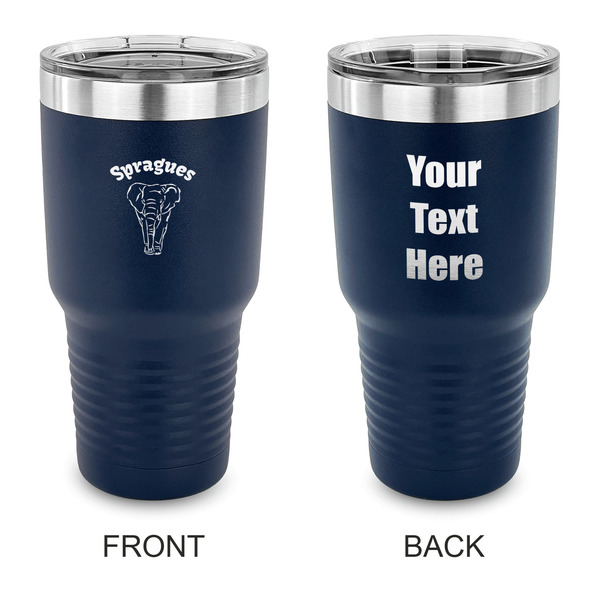 Custom Elephant 30 oz Stainless Steel Tumbler - Navy - Double Sided (Personalized)