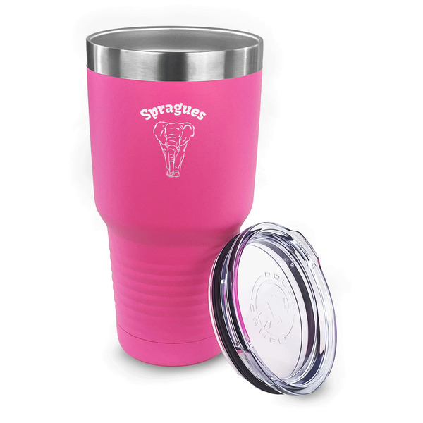 Elephant 30 oz Stainless Steel Ringneck Tumblers - Pink - LID OFF
