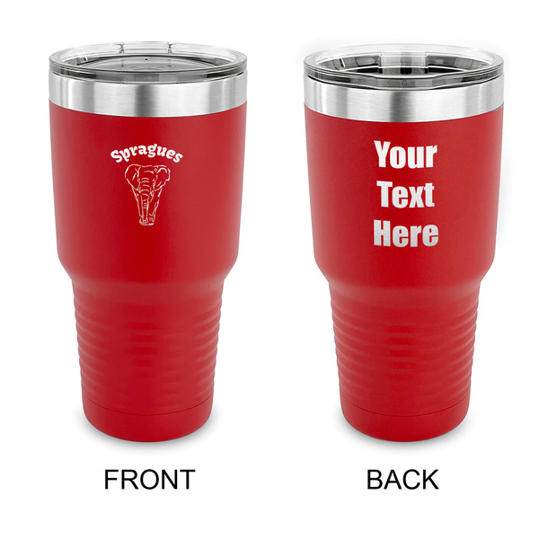 Custom Elephant 30 oz Stainless Steel Tumbler - Red - Double Sided (Personalized)