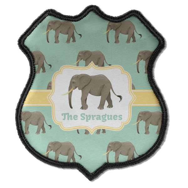 Custom Elephant Iron On Shield Patch C w/ Name or Text