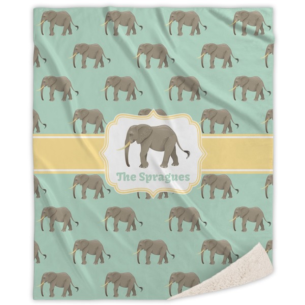 Custom Elephant Sherpa Throw Blanket (Personalized)