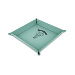 Elephant 6" x 6" Teal Faux Leather Valet Tray (Personalized)