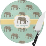 Elephant Round Glass Cutting Board - Small (Personalized)