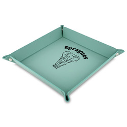 Elephant 9" x 9" Teal Faux Leather Valet Tray (Personalized)