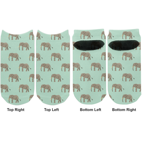 Elephant Adult Ankle Socks - Double Pair - Front and Back - Apvl
