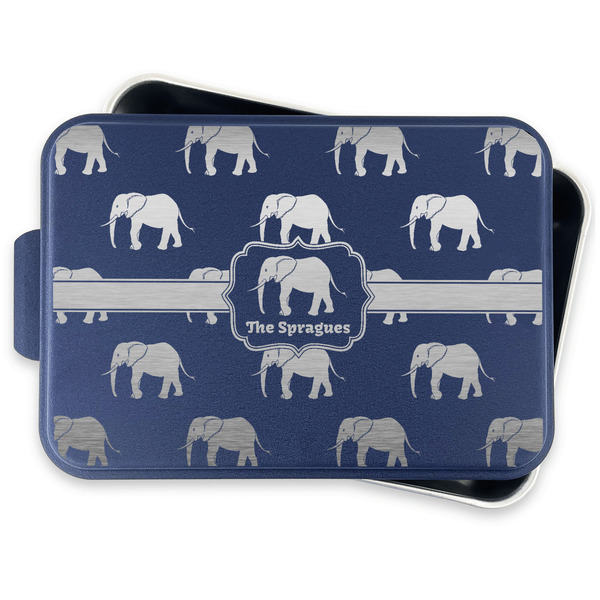 Elephant Aluminum Baking Pan - Navy Lid - FRONT w/lid off