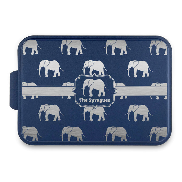 Custom Elephant Aluminum Baking Pan with Navy Lid (Personalized)