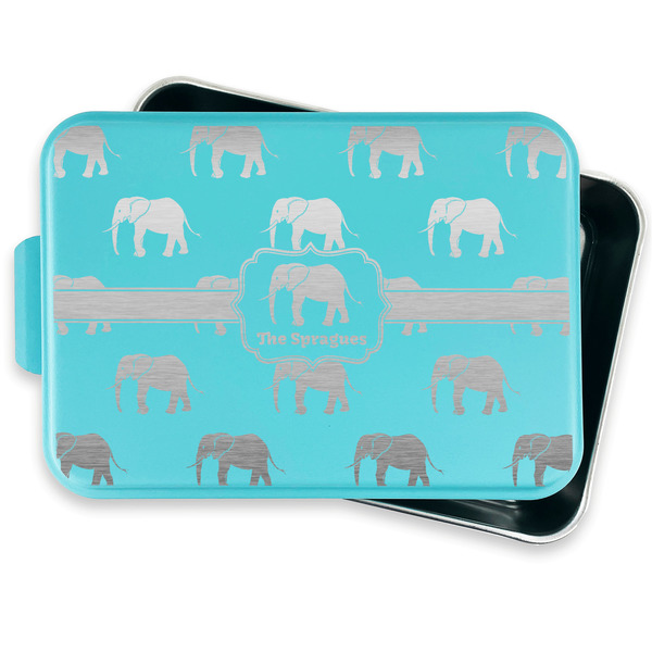 Elephant Aluminum Baking Pan - Teal Lid - FRONT w/ lid off