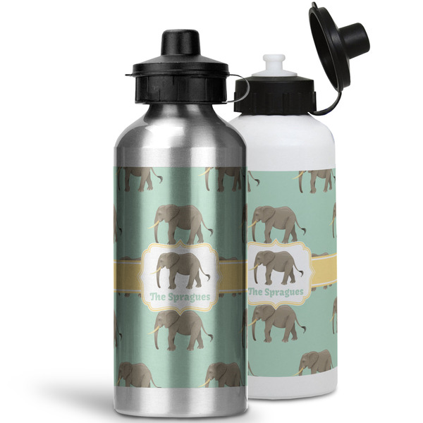 Elephant Aluminum Water Bottles - MAIN (white &silver)