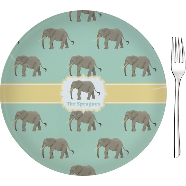 Custom Elephant 8" Glass Appetizer / Dessert Plates - Single or Set (Personalized)