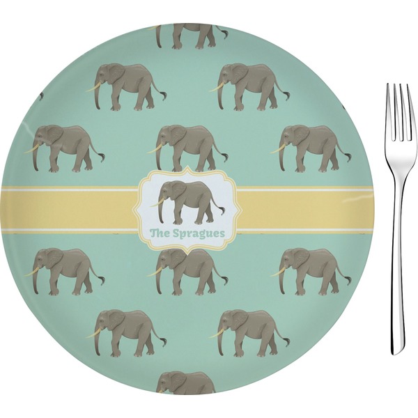 Custom Elephant Glass Appetizer / Dessert Plate 8" (Personalized)