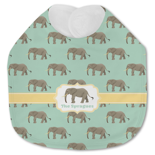 Custom Elephant Jersey Knit Baby Bib w/ Name or Text