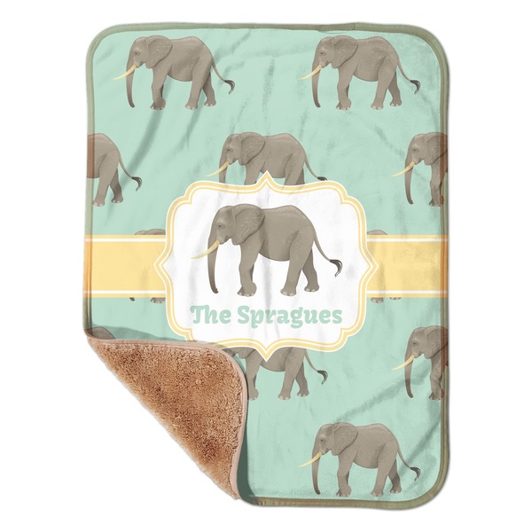 Custom Elephant Sherpa Baby Blanket - 30" x 40" w/ Name or Text