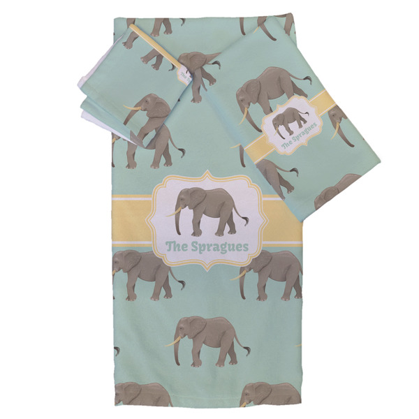 Custom Elephant Bath Towel Set - 3 Pcs (Personalized)