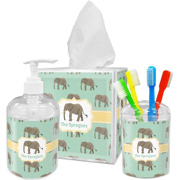 Custom Elephant Acrylic Bathroom Accessories Set w/ Name or Text