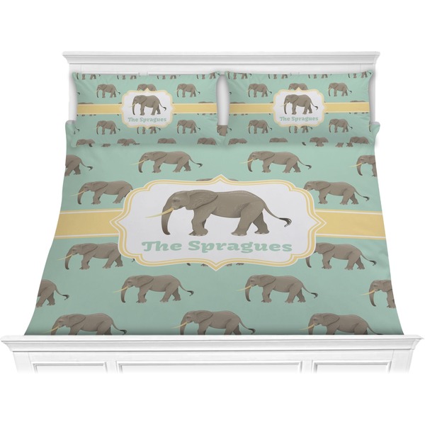Custom Elephant Comforter Set - King (Personalized)