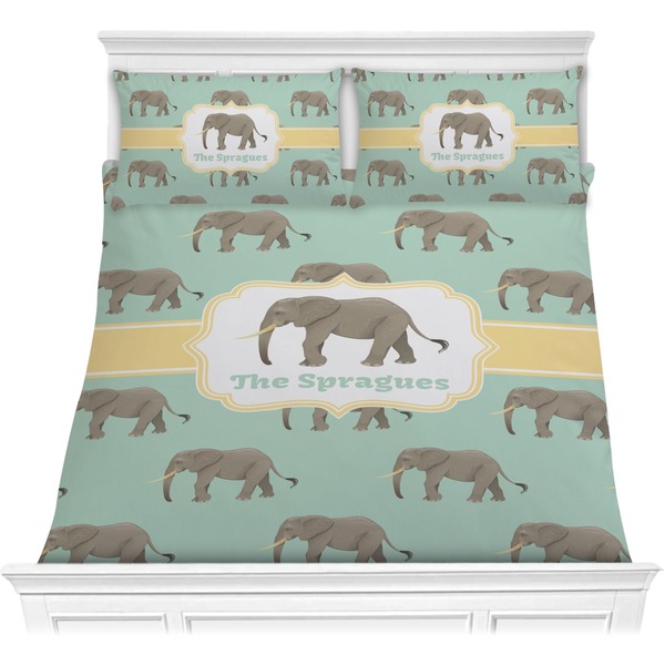 Custom Elephant Comforter Set - Full / Queen (Personalized)