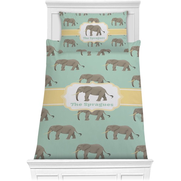 Custom Elephant Comforter Set - Twin (Personalized)