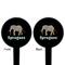 Elephant Black Plastic 4" Food Pick - Round - Double Sided - Front & Back