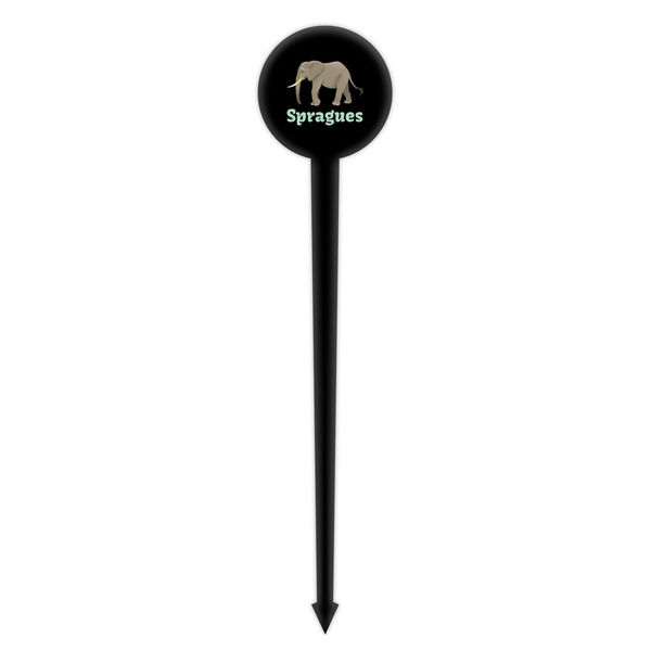 Elephant Black Plastic 4" Food Pick - Round - Single Pick