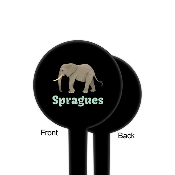 Elephant Black Plastic 4" Food Pick - Round - Single Sided - Front & Back