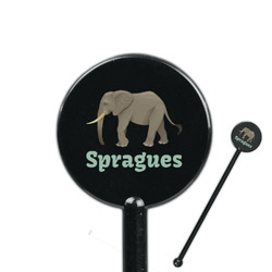 Elephant 5.5" Round Plastic Stir Sticks - Black - Single Sided (Personalized)