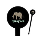 Elephant 6" Round Plastic Food Picks - Black - Single Sided (Personalized)