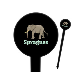 Elephant 6" Round Plastic Food Picks - Black - Double Sided (Personalized)