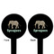 Elephant Black Plastic 6" Food Pick - Round - Double Sided - Front & Back