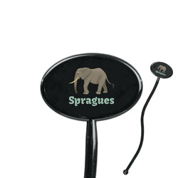 Elephant 7" Oval Plastic Stir Sticks - Black - Single Sided (Personalized)