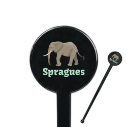 Elephant 7" Round Plastic Stir Sticks - Black - Single Sided (Personalized)