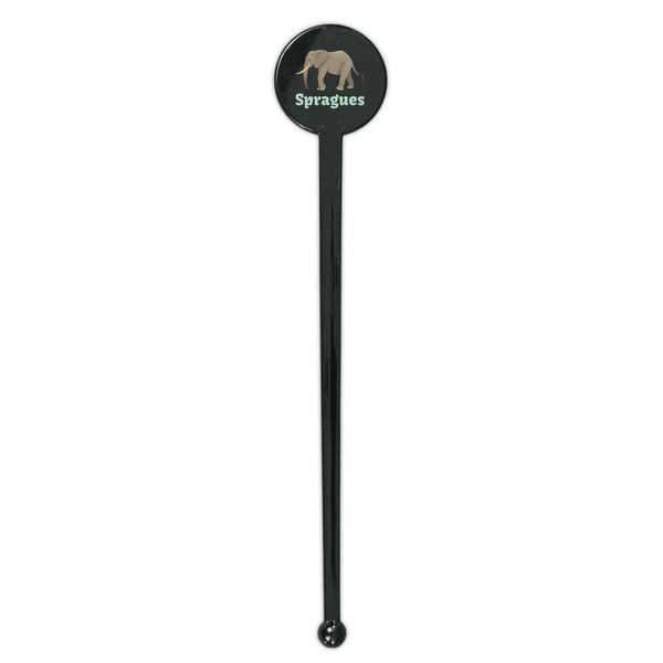 Elephant Black Plastic 7" Stir Stick - Round - Single Stick