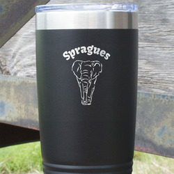Elephant 20 oz Stainless Steel Tumbler - Black - Double Sided (Personalized)