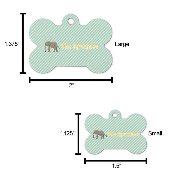 Elephant Bone Shaped Dog ID Tag - Large - Scale