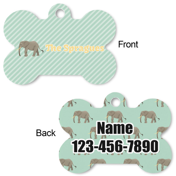 Elephant Bone Shaped Dog Tag - Front & Back