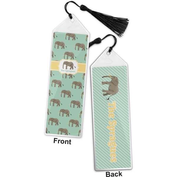 Elephant Bookmark with tassel - Front and Back