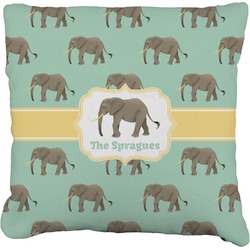 Elephant Faux-Linen Throw Pillow 16" (Personalized)