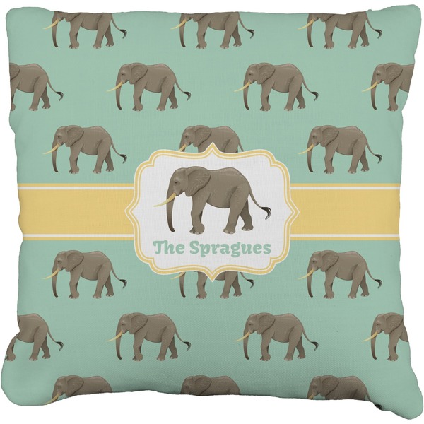 Custom Elephant Faux-Linen Throw Pillow 16" (Personalized)