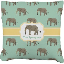 Elephant Faux-Linen Throw Pillow 18" (Personalized)