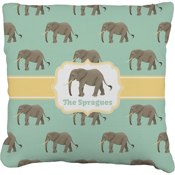 Custom Elephant Faux-Linen Throw Pillow 18" (Personalized)