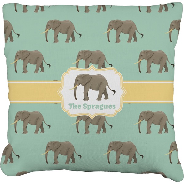 Custom Elephant Faux-Linen Throw Pillow 20" (Personalized)