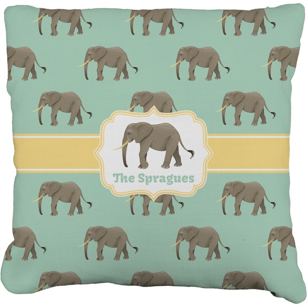 Custom Elephant Faux-Linen Throw Pillow 26" (Personalized)