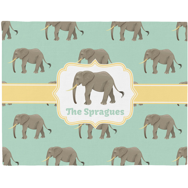 Custom Elephant Woven Fabric Placemat - Twill w/ Name or Text