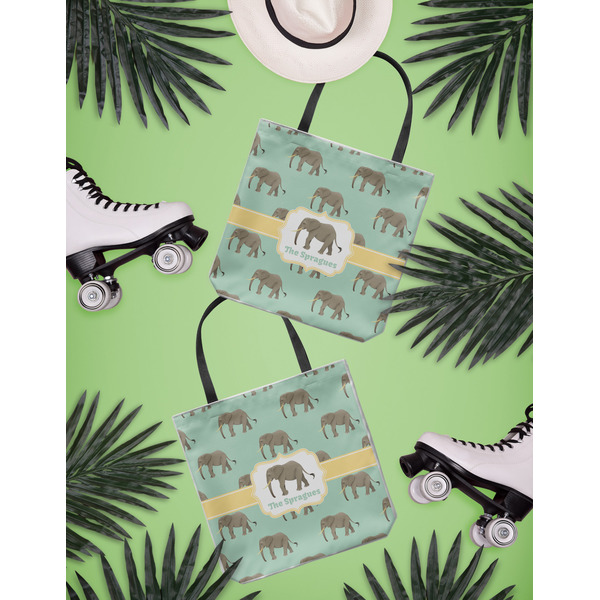 Elephant Canvas Tote Lifestyle Front and Back- 13x13